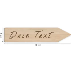 Großes Holzschild für Hochzeit - Pfeil aus Holz mit Wunschtext - Personalisierbares Wegweiser-Schild mit Gravur