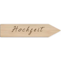 Großes Holzschild für Hochzeit - Pfeil aus Holz mit Wunschtext - Personalisierbares Wegweiser-Schild mit Gravur