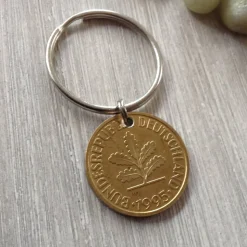 Groschen Schlüsselanhänger – Original 10 Pfennig Münze als Retro Geschenk