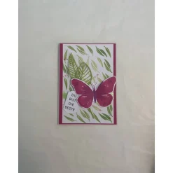Grußkarte / Glückwunschkarte „Du bist die Beste“, für die Mama oder Freundin, pink, Blätter, Handarbeit, Stampin’Up