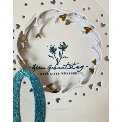 Grußkarte Glückwunschkarte 50. Geburtstag  3D " Zum Geburtstag ganz liebe Wünsche" Handarbeit 15x15 cm