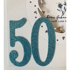Grußkarte Glückwunschkarte 50. Geburtstag  3D " Zum Geburtstag ganz liebe Wünsche" Handarbeit 15x15 cm
