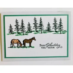 Grußkarte Glückwunschkarte Geburtstag Pferde Reitsport * 100% Handarbeit * UniKart