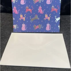 Grußkarte, Handarbeit mit Umschlag, Motiv: Katzen