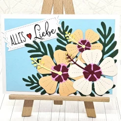 Grußkarte Hibiskus – Sommerliche Karte mit Hibiskusblüten, hochwertig & handgefertigt