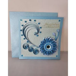 Grußkarte in der Quilling Technik, Klappkarte, Handarbeit