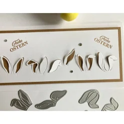 Grußkarte Ostern Hasenohrenmit Umschlag 3D DIN LANG Handarbeit Stampin Up