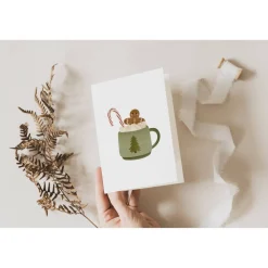 Grußkarte Weihnachten Heiße Schokolade Tasse Lebkuchen - Klappkarte A6 Weihnachtskarte - Postkarte Weihnachten - Geschen