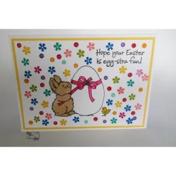 Grußkarte zu Ostern mit bunten Blumen handgefertigt  Unikat