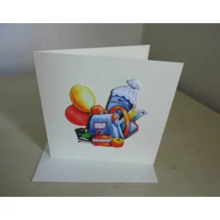 Grußkarte zum Geburtstag & Schulanfang – 3-D-Motiv, Unikat, Klappkarte 12,5 x 12,5 cm