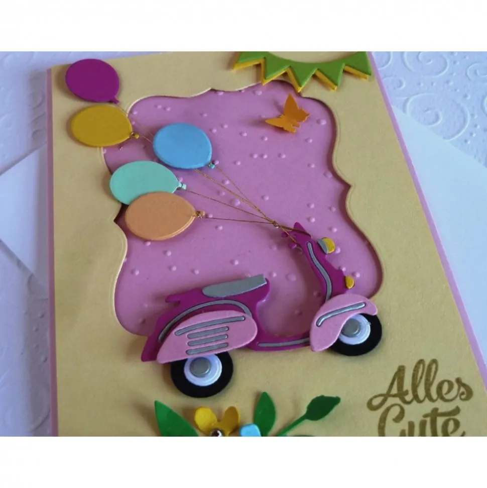 Grußkarte zum Geburtstag und vielen anderen Gelegenheiten wie Namenstag, Gutschein für einen Roller, Rollerführerschein