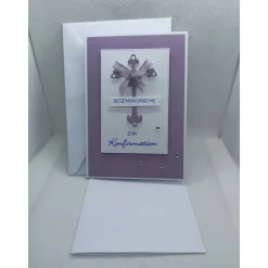 Grußkarte zur Konfirmation, Segenswünsche zur Konfirmation, Lila