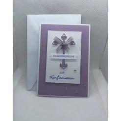 Grußkarte zur Konfirmation, Segenswünsche zur Konfirmation, Lila
