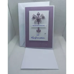 Grußkarte zur Konfirmation, Segenswünsche zur Konfirmation, Lila
