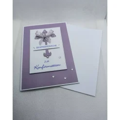 Grußkarte zur Konfirmation, Segenswünsche zur Konfirmation, Lila