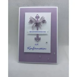 Grußkarte zur Konfirmation, Segenswünsche zur Konfirmation, Lila