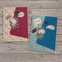 Grußkarten / Glückwunschkarten zum Geburtstag oder „einfach mal so“, Nilpferde sagen „Hi“, Handarbeit, Stampin’Up