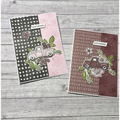 Grußkarten / Glückwunschkarten zum Geburtstag, „Happy Birthday“, Truck, Blumen, Auto, rosa, Handarbeit, Stampin‘ Up!