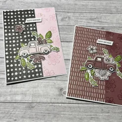 Grußkarten / Glückwunschkarten zum Geburtstag, „Happy Birthday“, Truck, Blumen, Auto, rosa, Handarbeit, Stampin‘ Up!