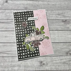 Grußkarten / Glückwunschkarten zum Geburtstag, „Happy Birthday“, Truck, Blumen, Auto, rosa, Handarbeit, Stampin‘ Up!