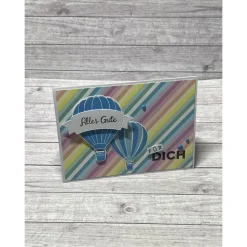 Grußkarten / Glückwunschkarten zum Geburtstag, „Alles Gute für Dich“, Heißluftballons, bunte Geburtstagskarte Handarbeit