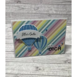 Grußkarten / Glückwunschkarten zum Geburtstag, „Alles Gute für Dich“, Heißluftballons, bunte Geburtstagskarte Handarbeit