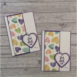 Grußkarten / Glückwunschkarten zum Geburtstag, „Hab dich Lieb“, Herzen, lila, Handarbeit, Stampin’Up