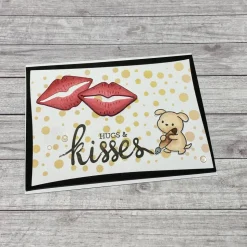 Grußkarten / Glückwunschkarten zum Geburtstag oder anderen Anlässen, „Hugs & Kisses“, Grüße, Lippen, Geburtstagskarte