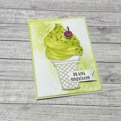 Grußkarten / Glückwunschkarten zum Geburtstag, „Einladung zum Eis essen“, Sommergrüße, Geburtstagskarte, Handarbeit