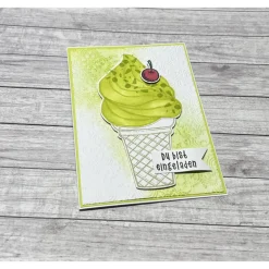 Grußkarten / Glückwunschkarten zum Geburtstag, „Einladung zum Eis essen“, Sommergrüße, Geburtstagskarte, Handarbeit