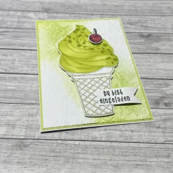 Grußkarten / Glückwunschkarten zum Geburtstag, „Einladung zum Eis essen“, Sommergrüße, Geburtstagskarte, Handarbeit