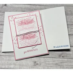 Grußkarten / Glückwunschkarten zur Kommunion, Fische zum Fest in rosa o. blau, Segensfeste, festlicher Anlass