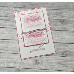 Grußkarten / Glückwunschkarten zur Kommunion, Fische zum Fest in rosa o. blau, Segensfeste, festlicher Anlass