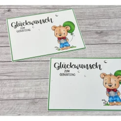 Grußkarten / Glückwunschkarten für Kinder zum Geburtstag, Happy Birthday, Bär mit Luftballon für Jungen Geburtstagskarte
