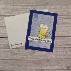 Grußkarten / Glückwunschkarten zum Geburtstag, „Ein „Prost“ auf die Männer“, blau, braun, Opa, Handarbeit, Stampin’Up