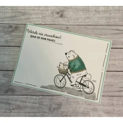 Grußkarten / Glückwunschkarten zu verschiedensten Anlässen, „Bär auf Fahrrad“, Handarbeit, Stampin’Up!