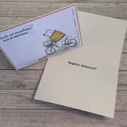 Grußkarten / Glückwunschkarten zu verschiedensten Anlässen, „Bär auf Fahrrad“, Handarbeit, Stampin’Up!