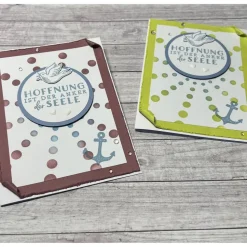 Grußkarten / Glückwunschkarten zur Taufe „Hoffnung ist der Anker der Seele“, Taube, Handarbeit, Stampin‘ Up!