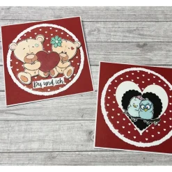 Grußkarten / Glückwunschkarten zum Valentinstag, Geburtstag, Muttertag etc., „Du und Ich“, Liebe, Herzen, Handarbeit