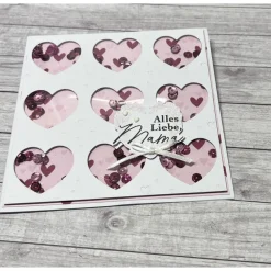 Grußkarten Glückwunschkarten „Alles liebe Mama“ Shakerkarte Karten Cards Geburtstag Muttertag Herzen rosa Stampin‘ Up!