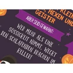 Gruselige Halloween Haus Deko - Türschild mit Skelett Motiv als Print in DIN A4 | Einzigartige Halloween Dekoration | Ki