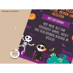 Gruselige Halloween Haus Deko - Türschild mit Skelett Motiv als Print in DIN A4 | Einzigartige Halloween Dekoration | Ki