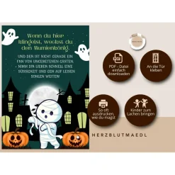 Gruselige Halloween Haus Deko - Türschild als Print in DIN A4 | Gruselige Mumienmotive | Kinder-Halloweenparty | Hallowe