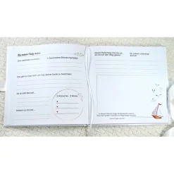 Gästebuch & Album zur Taufe mit Pusteblume & Schirmen in minimamistischem, edlem Grau