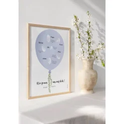 Gästebuch Babyparty Poster Ballon blau  - Fingerabdruck Gästebuch - Gästebuch Babyshower - Baby Andenken Poster - Babypa