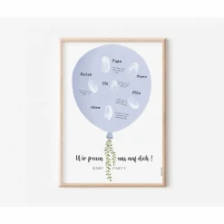 Gästebuch Babyparty Poster Ballon blau  - Fingerabdruck Gästebuch - Gästebuch Babyshower - Baby Andenken Poster - Babypa