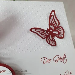 Gästebuch Butterfly-Schmetterlinge in Weiß-Bordeaux