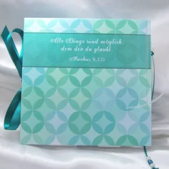 Gästebuch Erstkommunion Kommunion Taufe Türkis kirchlich Fisch Schutzengel personalisiert Taufgästebuch Taufbuch Kommunionsbuch Taufgeschenk