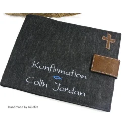 Gästebuch Fotoalbum aus Filz mit Korkkreuz zur Konfirmation Kommunion