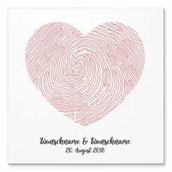 Gästebuch Hochzeit Fingerabdruck Leinwand Personalisiert Herz Brautpaar Geschenk Hochzeitsdekoration Namen 50x50 cm Keilrahmen
